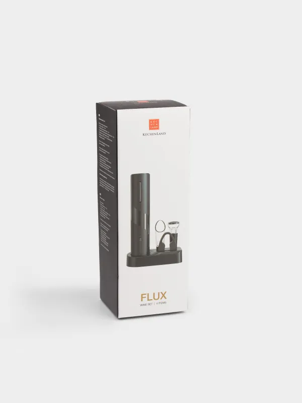 Drink set, 5 items, with vacuum stopper, on a stand, plastic / steel, black, Flux, image-9