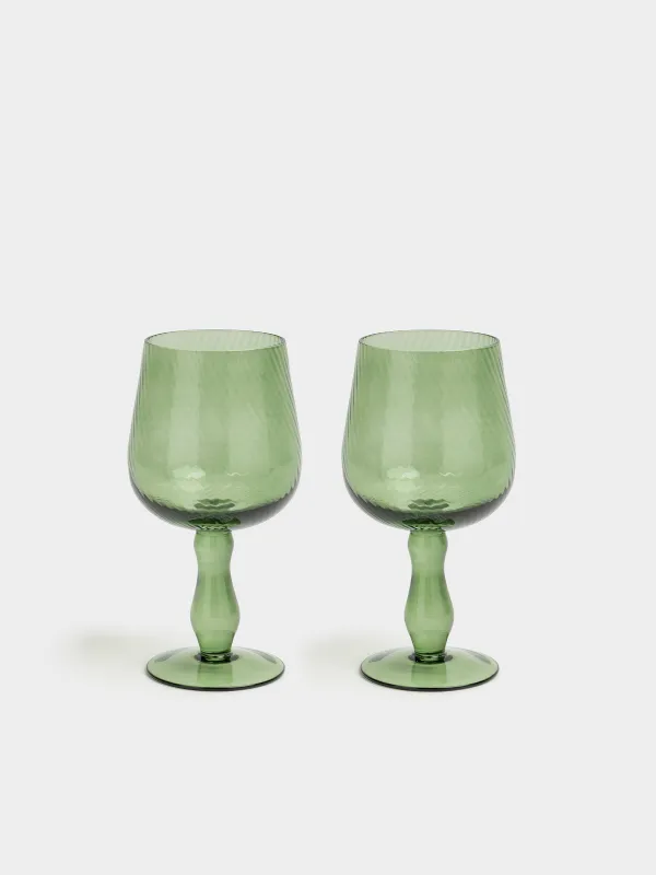 Drinking glass, 580 ml, 2 pcs, glass, green, Molinella, image-0