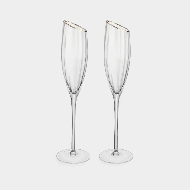 Drinking glass, 180 ml, 2 pcs, glass, with golden edging, Charm R gold