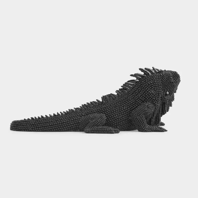 Figurine, 20x12 cm, polyresin, black, Iguana, Iguana, image-3