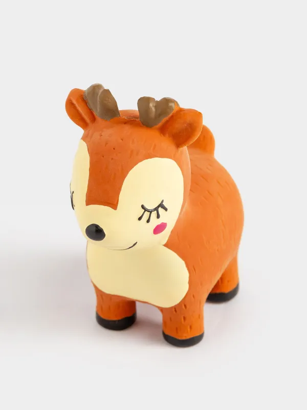 Dog toy, 9 cm, with squeaker, rubber, brown, fawn, Christmas pet, image-1