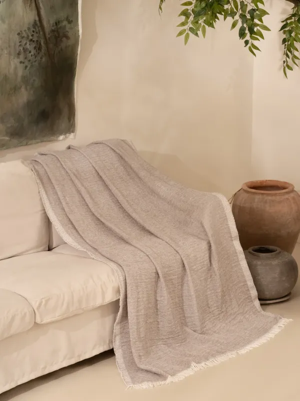 Plaid, 130x170 cm, fringed, Chenille, grey, Chenill, image-2