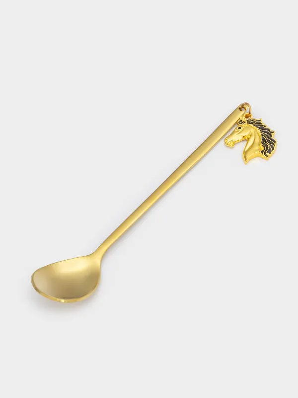 Dessert spoon, 14 cm, 2 pcs, steel, golden, Horse, Horse gold, image-1