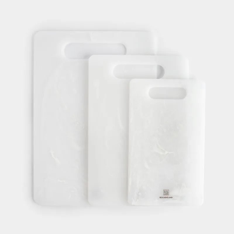 Cutting boards set, 25/30/35 cm, 3 pcs, rectangular, plastic, white, Maniera