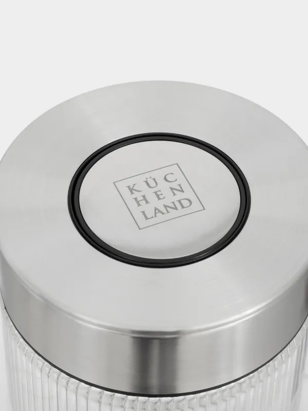 Bulk products jar, 360 ml, with vacuum lid, glass B, Ribby steel, image-2