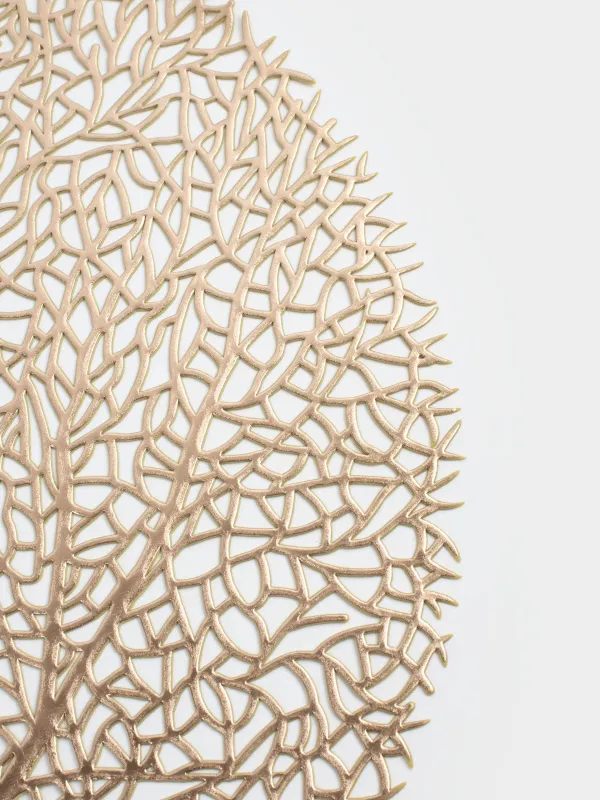 Napkin for appliances, 38 cm, PVC, round, golden, Wood, Azhur Grid, image-2