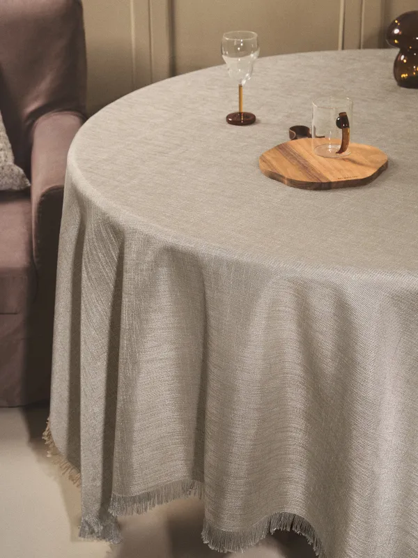Tablecloth, 160x160 cm, fringed, polyester, grey melange, Beverin, image-10
