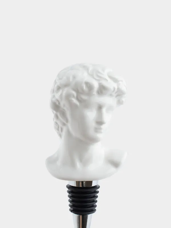 Bottle stopper, 12 cm, metal / ceramic, white, David, Apollo, image-4