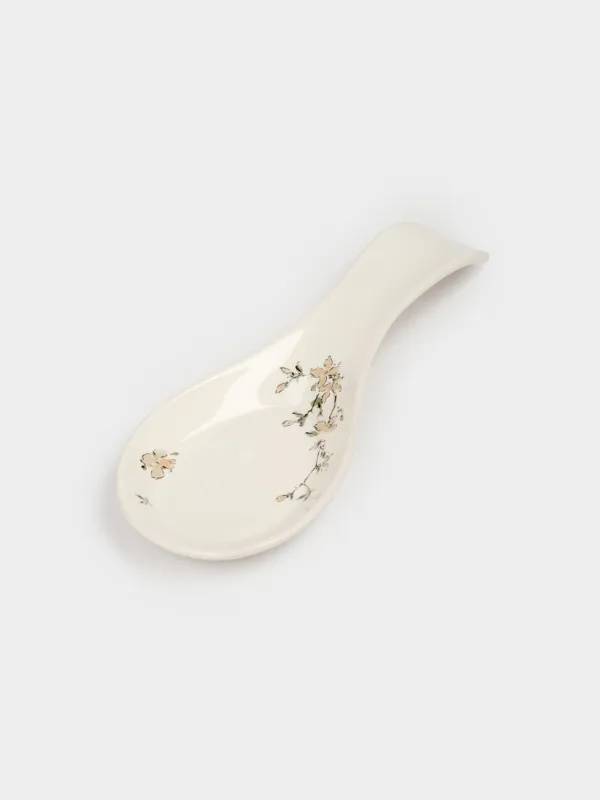 Spoon stand, 25 cm, ceramic, milky, Flowers, Florin, image-1