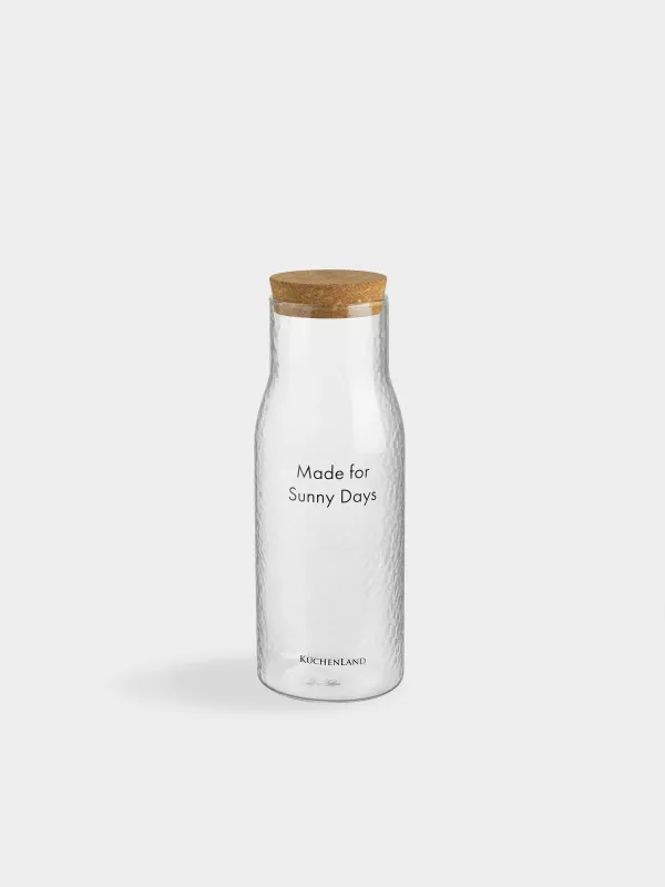 Beverage bottle, 1 l, glass B stopper, Made for sunny days, Ripply font, image-0