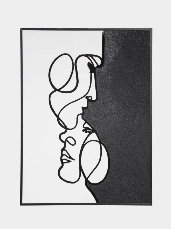 Framed painting, 60x80 cm, canvas, black and white, Faces, Face, image-0