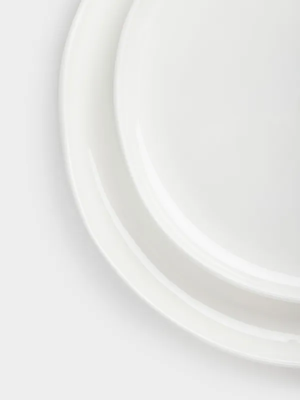 Dining set, 6 persons, 18 items, porcelain F, white, Uneven edge, Vergaleo, image-3