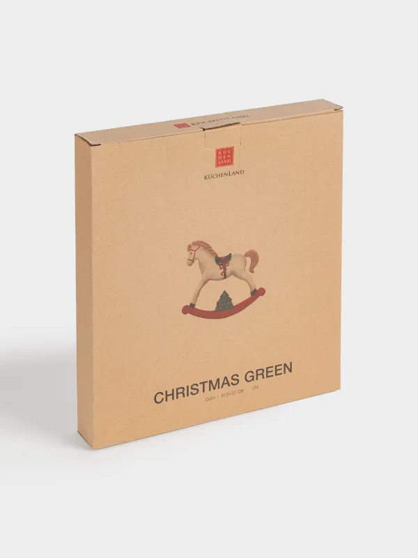 Dish, 31x27 cm, ceramic, Horse, Christmas green, image-5