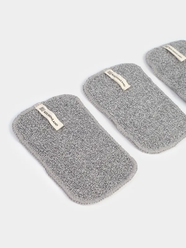 Dishcloth, 15x10 cm, 3 pcs, natural fiber, dark grey, Clean, image-1
