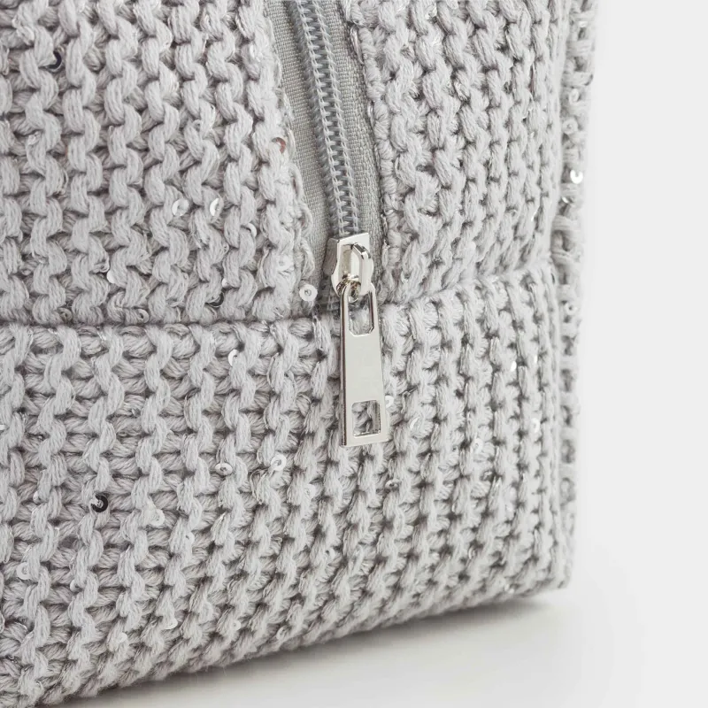 Cosmetic bag, 20x10 cm, cotton / plastic, silver-grey, Node, image-3