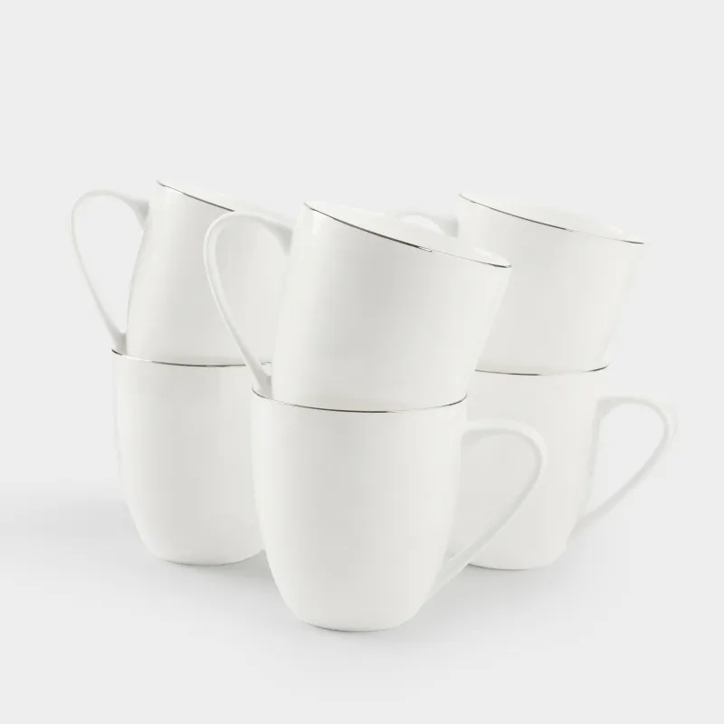 Mug, 450 ml, 6 pcs, porcelain F, white, Ideal silver
