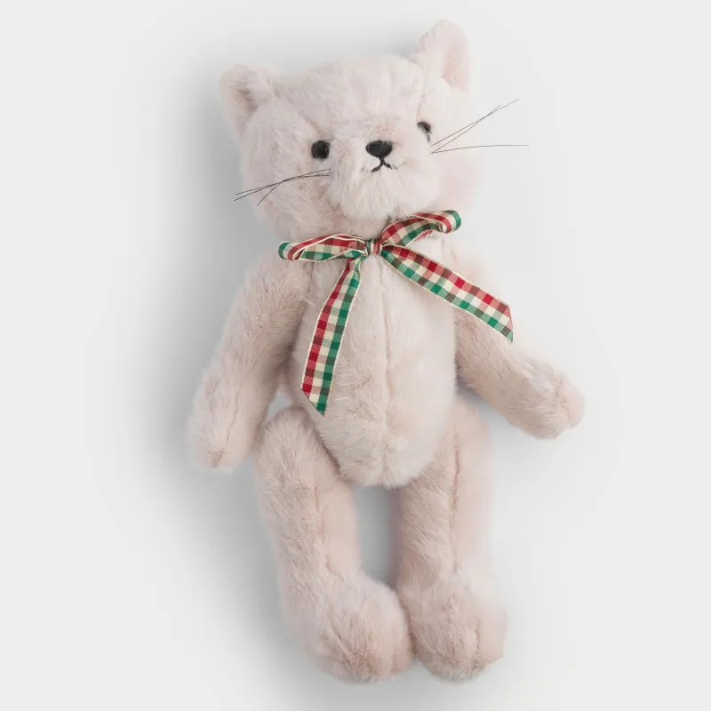 Toy, 35 cm, soft, with movable paws, polyester, beige, Cat, Cat, image-4