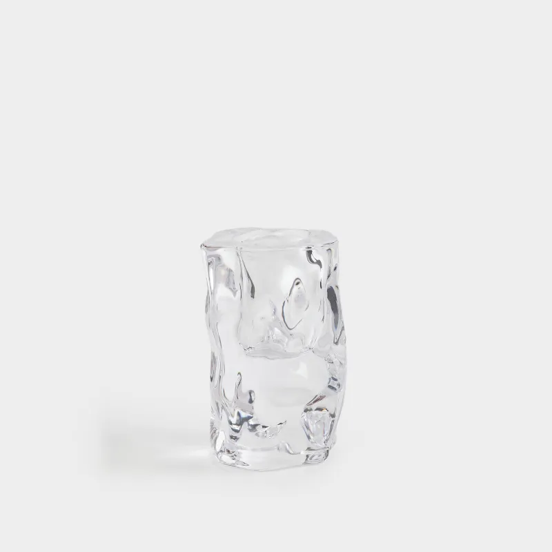 Candlestick, 8 cm, for a thin candle, glass, Concave