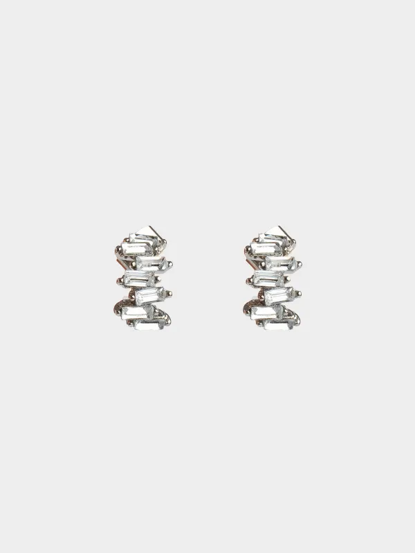 Stud earrings, 1 cm, 2 pieces, metal / acrylic, silver, Crystals, Jewelry crystal, image-0