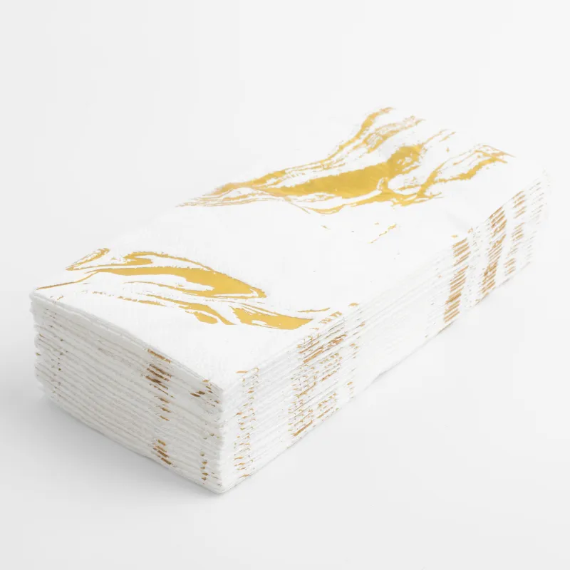 Paper napkins, 33x33 cm, 20 pcs, rectangular, white, Golden marble, Maniera, image-2