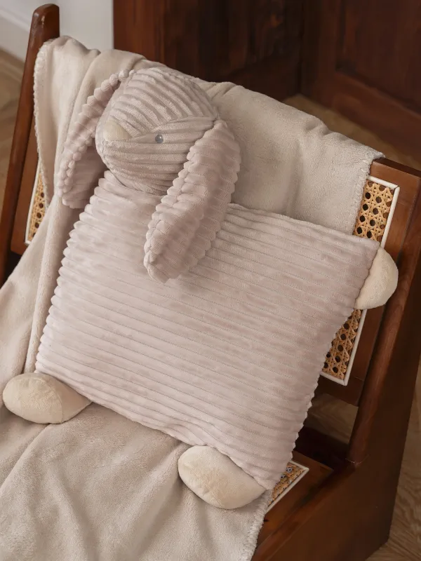 Blanket with pillow, 130x210 cm, fleece / plush, beige, Rabbit, Plush animals, image-5
