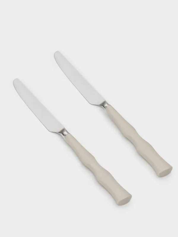 Table knife, 2 pcs, steel / plastic, beige, Bends, Toronto, image-0