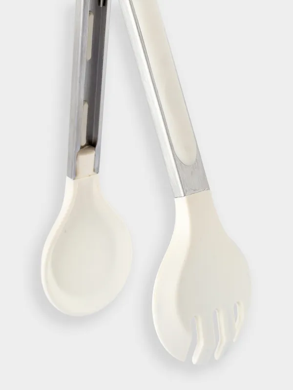 Kitchen tongs, 25 cm, for pasta/salad, silicone/steel, milky, Soft Kitchen, image-4