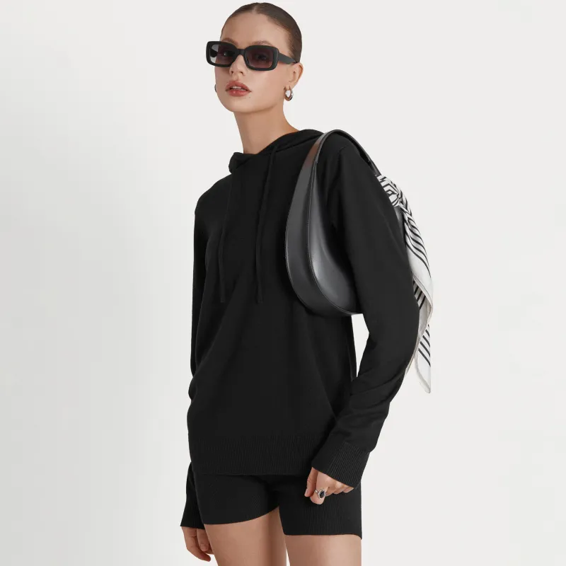 Women's hoodie, size M, viscose / polyamide, black, Camilla