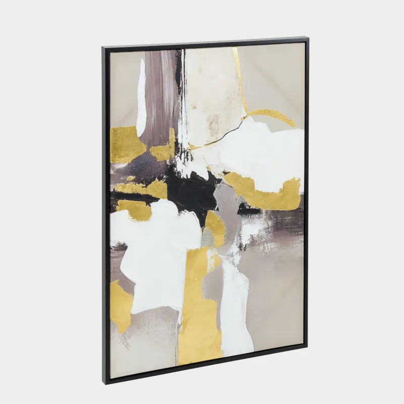 Framed painting, 80x120 cm, golden grey canvas, Abstract, image-1