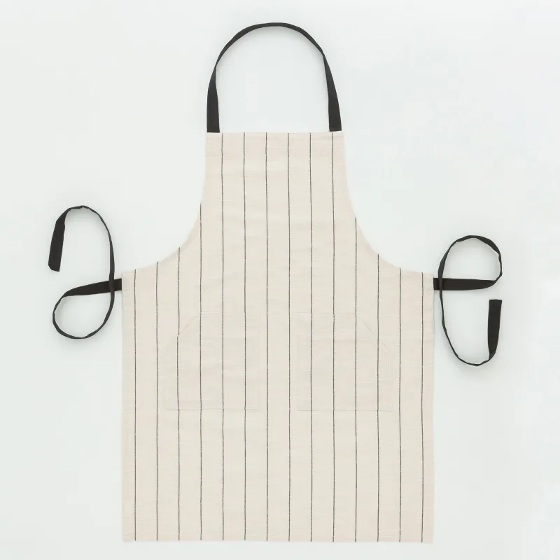Apron, 68x92 cm, cotton, beige, Stripes, Flax