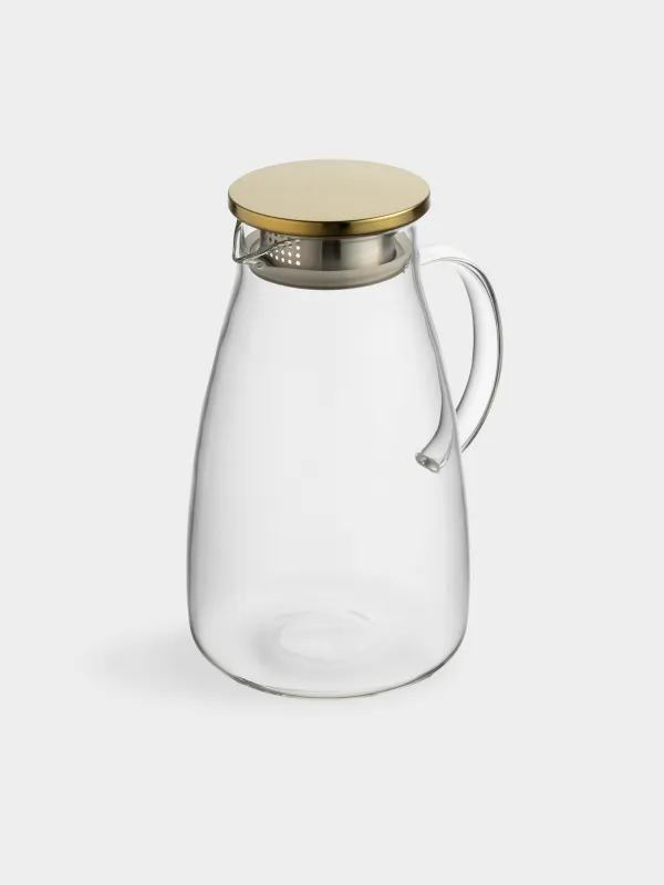 Jug, 2 l, with filter lid, glass B / steel, golden, Classic gold, image-1