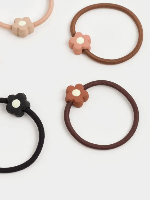 Elastic band for hair, 4 cm, 5 pcs, Polyester / plastic, mix, Flower, Gracile, image-4