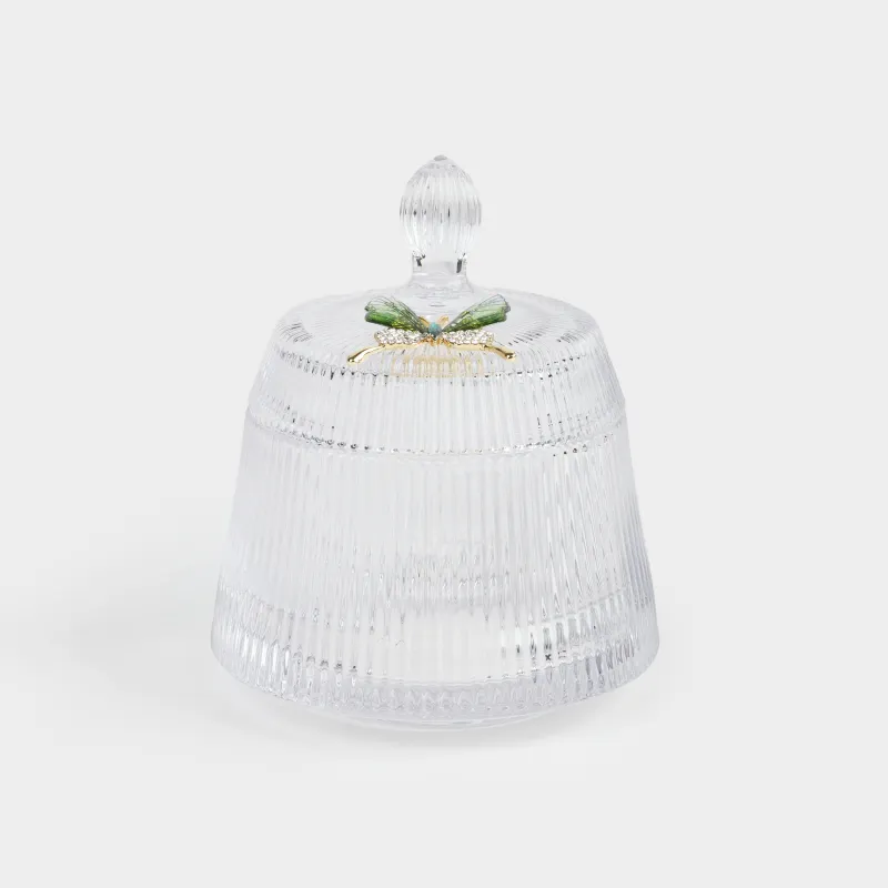 Storage container, 11x13 cm, 250 ml, glass R / rhinestones, Butterfly, Butterfly