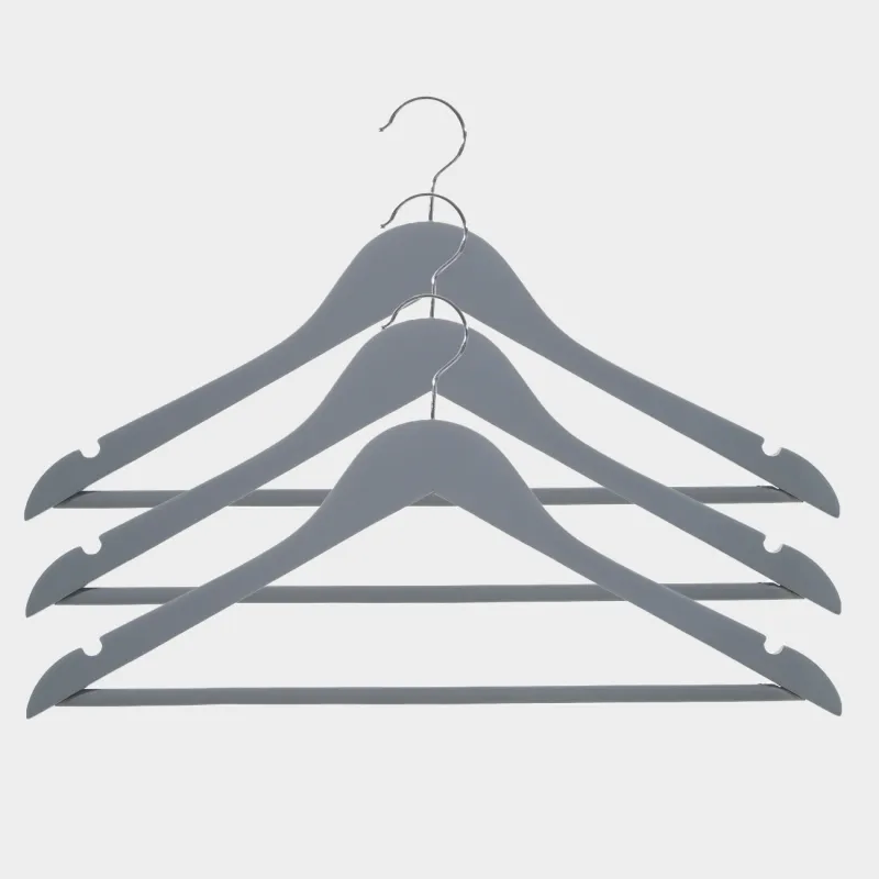 Hanger, 44 cm, 3 pieces, wood, gray, Wooden house, image-0