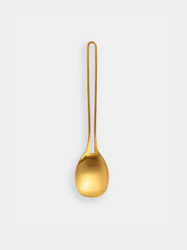 Serving spoon, 37 cm, steel, golden, Device gold, image-0