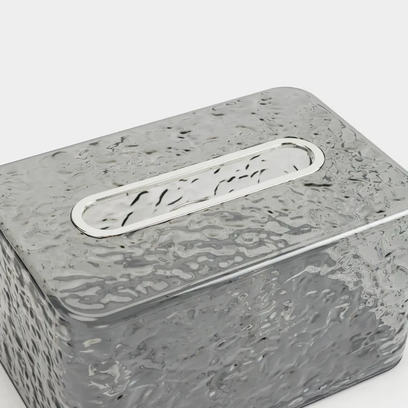 Paper napkin box, 19x12 cm, with sitemsing, plastic / metal, grey, Renaissance clear, image-3