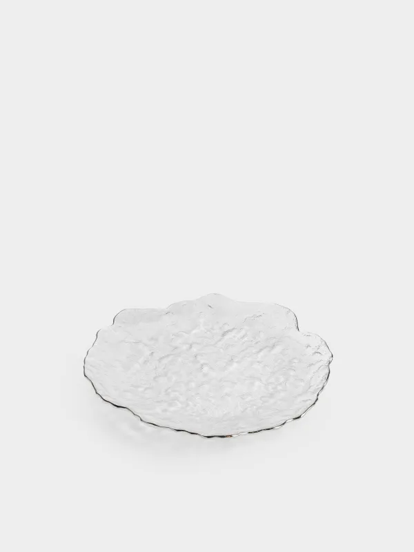 Dish, 30 cm, glass, with silver edging, Nautilus silver, image-1
