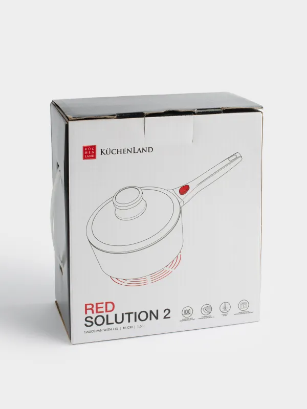 Bucket, 16 cm, 1.5 l, with lid, removable handle, coated, aluminum, Solution Red 2, image-10