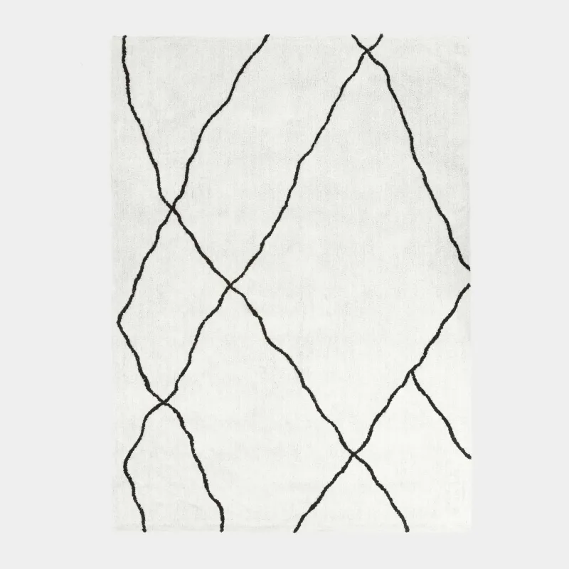 Carpet, 150x210 cm, cotton, milky, Lines, Rhombic
