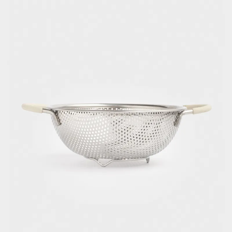 Colander, 19 cm, with two handles, steel / silicone, beige, Tammy