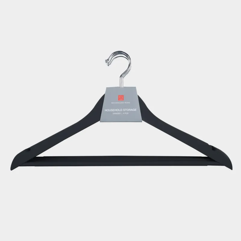 Hanger, 44 cm, 4 pcs, plastic coated, black, Fun house , image-2