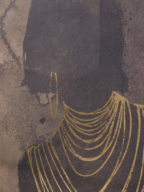 Framed painting, 78x103 cm, canvas, brown and black, Girl with gold chain, Abstract, image-4