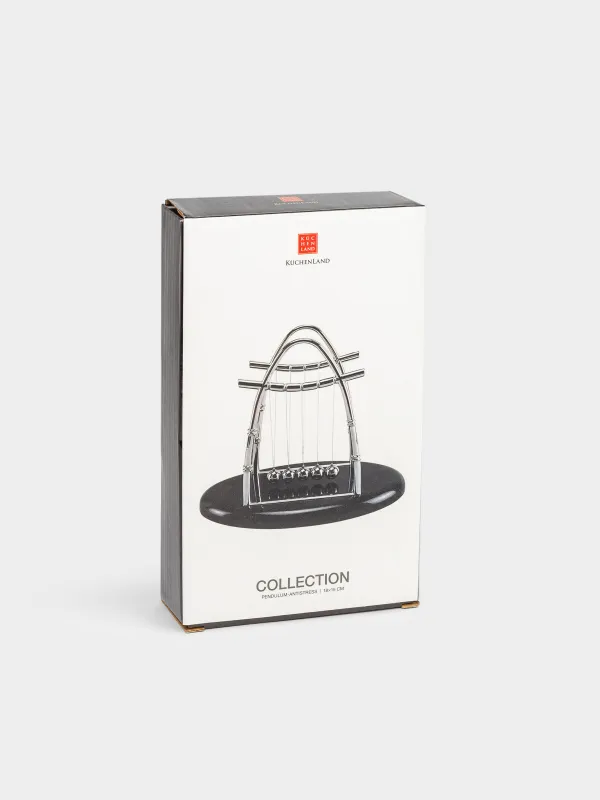 Anti-stress pendulum, 18х15 cm, plastic / steel, black, Newton's Cradle, Collection, image-5