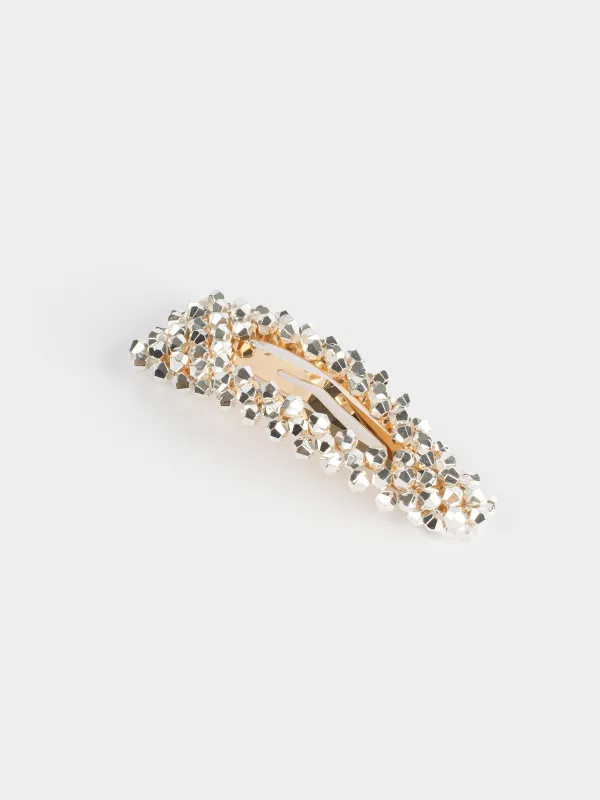 Hair clip, 7 cm, Metal, Beads, Jewelry crystal, image-1