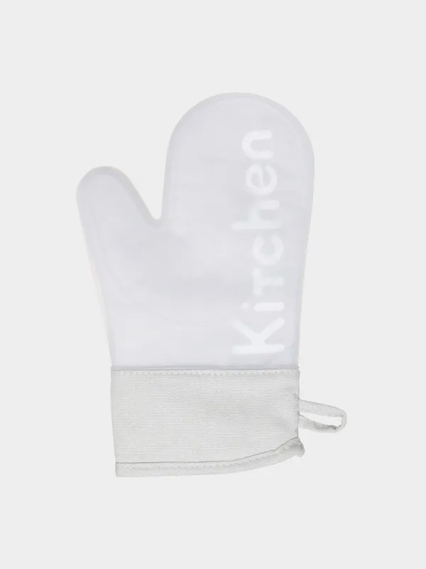 Mitt holder, 21x30 cm, silicone/cotton, beige, Lettering, image-0