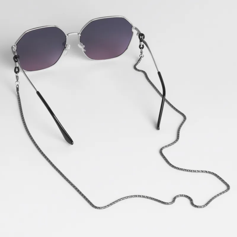 Eyeglass chain, 73 cm, metal, black, Weaving, Skye