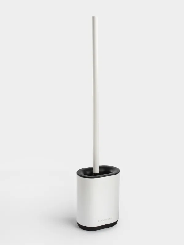 Toilet brush, 53 cm, with stand, rubber / metal, white, Vesta, image-1