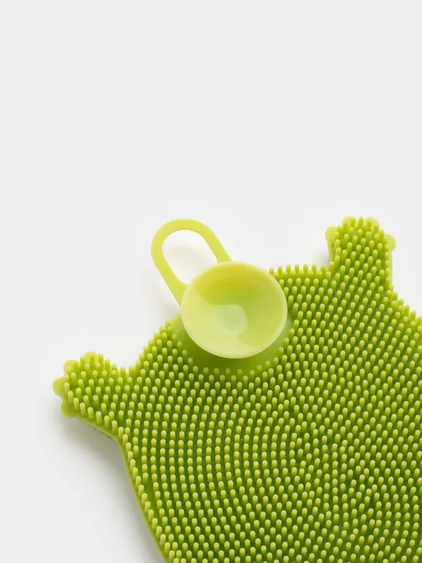 Dish washing sponge, 13 cm, Silicone, Green, Turtle, Manny, image-4