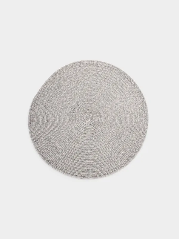 Placemat, 38 cm, polypropylene/PET, Round, Light grey, Basic, image-0
