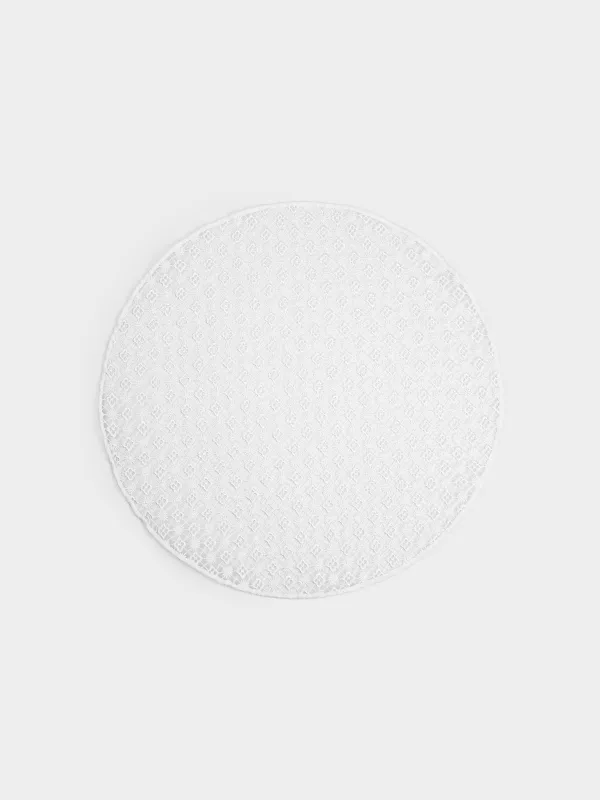 Placemat, 38 cm, polyester, round, white, Openwork pattern, Tracery, image-0